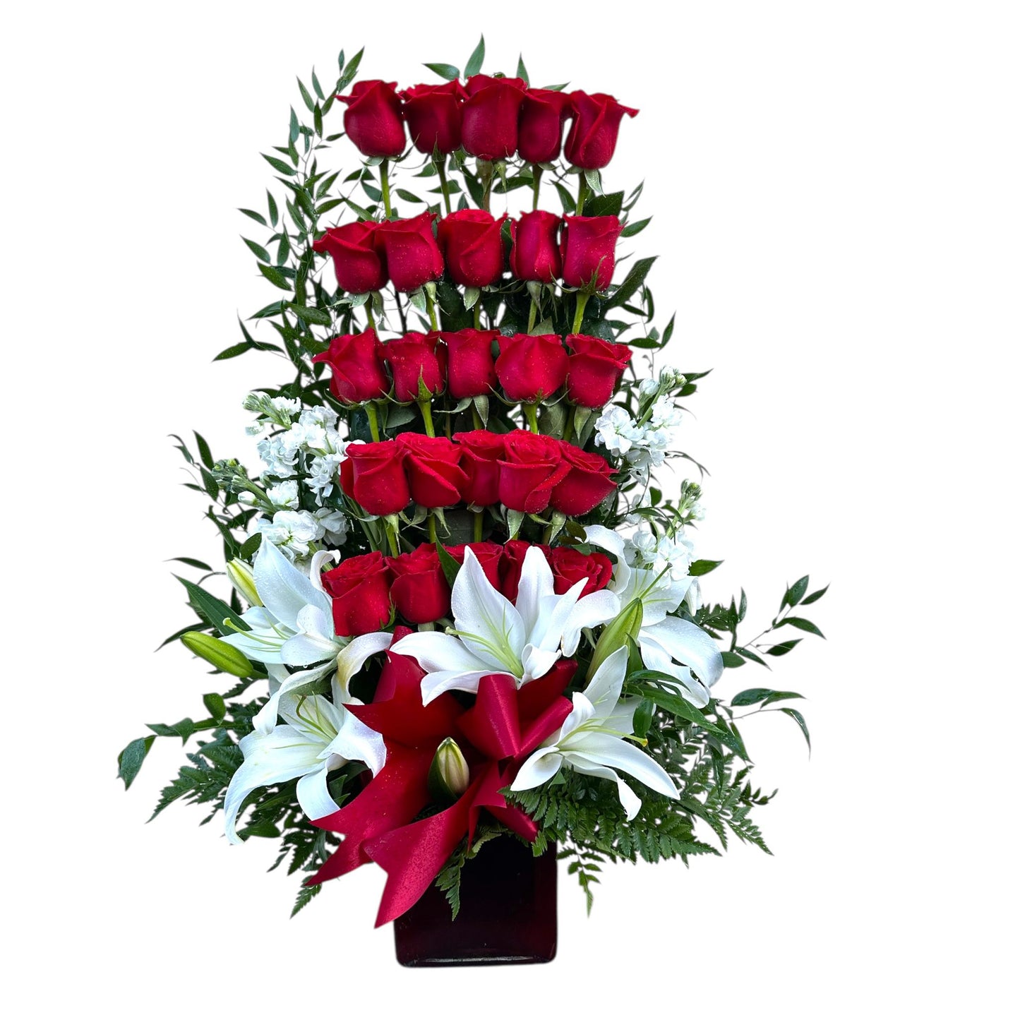 Crimson Cascade Floral Arrangement