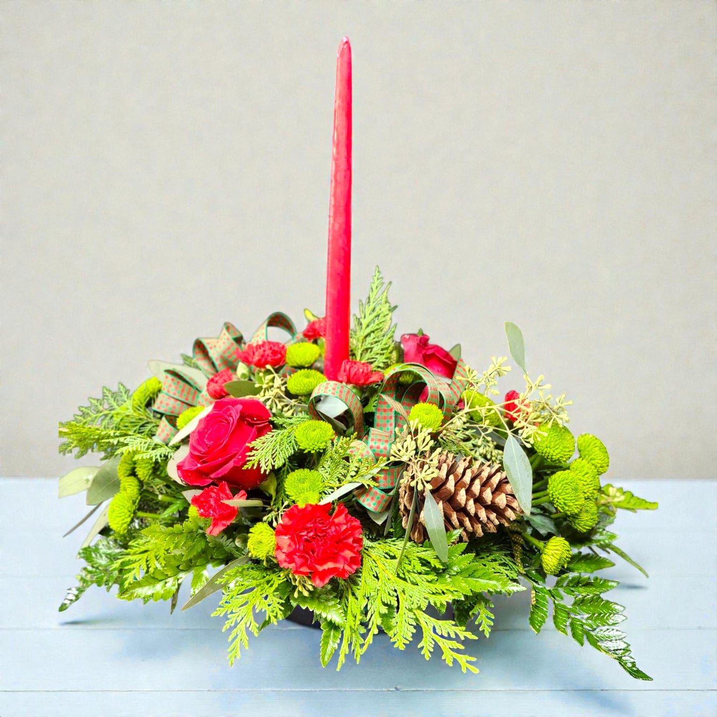 Evergreen Candle Centerpiece