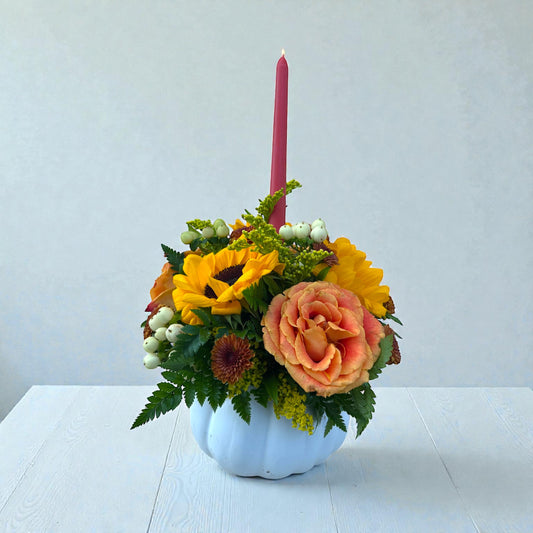 Autumn Candlelight Pumpkin Arrangement