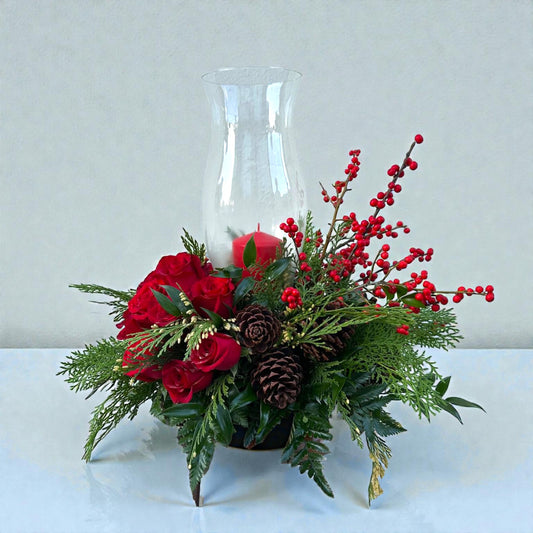 Red Candle Hurricane Centerpiece